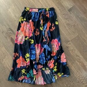 Pure Nordic Black Floral Skirt, M